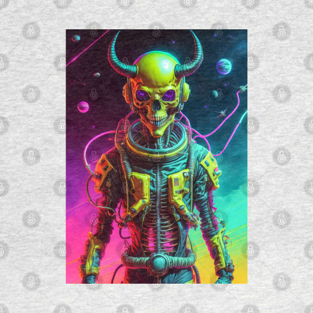 King Skull in retrowave galaxy design by DeathAnarchy